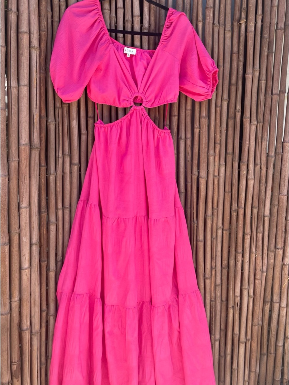 ACOA Hot Pink Cutout Maxi Dress